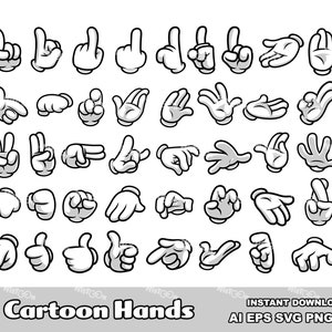 41 Cartoon Hands in Gloves - Digital Clipart Vector Illustrations Bundle - Ai, Eps, Svg, Png, Jpg - Free Commercial Use