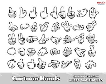 41 Cartoon Hands in Gloves - Digital Clipart Vector Illustrations Bundle - Ai, Eps, Svg, Png, Jpg - Free Commercial Use