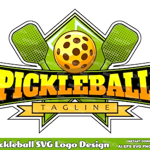 Pickleball Logo-Design - Handgezeichnete Vektorgrafik-Illustrationen - Ai, Eps, SVG, Pdf, Png, Jpg - Freie kommerzielle Nutzung