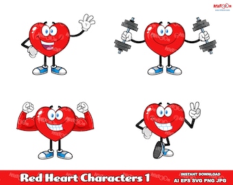 Cartoon Red Heart Mascot Clipart – Free Commercial Use