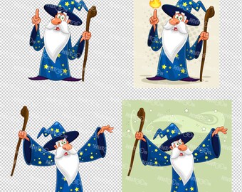 Wizard Mascot Cartoon: Vector Clip Art Bundle (commercial Use) - Etsy