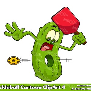 Pickleball Cartoon ClipArt – Funny Vector Graphic Illustrations – Ai, Eps, Svg, Pdf, Png, Jpg – Free Commercial Use