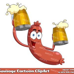 Sausage Cartoon Character ClipArt – Vector Graphic Illustrations – Ai, Eps, Svg, Pdf, Png, Jpg – Free Commercial Use