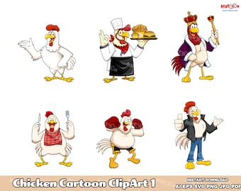 Chicken Clipart – Cartoon Chicken Characters – Free Commercial Use