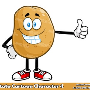 Kartoffel Cartoon Maskottchen Charakter 4.Digital Clip Art Vektorgrafik Illustrationen Bundle Set. AI. EPS. SVG. Png und Jpg. Kommerzielle Nutzung
