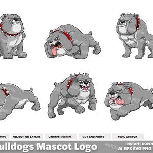 Bulldogs Mascot Logo Clipart Bundle – Jumping Bass Cartoon Vector Illustrations – Ai, Eps, Svg, Pdf, Png, Jpg – Free Commercial Use