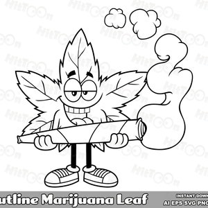 Outline Marijuana Leaf Clipart - Hand Drawn Vector Graphic Illustrations - Ai, Eps, Svg, Pdf, Png, Jpg - Free Commercial Use