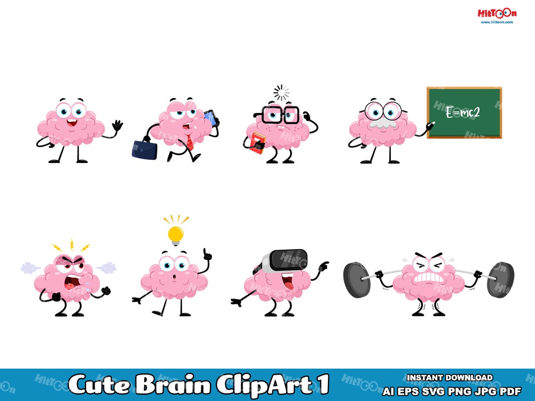Cute Brain Clipart – Flat Design Vector Graphics Bundle (commercial Use ...