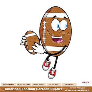 American Football Cartoon ClipArt - Digital Clipart Vector Graphic Illustrations - Ai, Eps, Svg, Pdf, Png, Jpg - Free Commercial Use