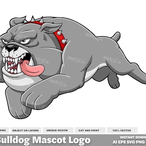 Bulldog Mascot Logo - Digital ClipArt Vector Graphic Illustrations - Ai, Eps, Svg, Pdf, Png, Jpg - Sublimation and Free Commercial Use