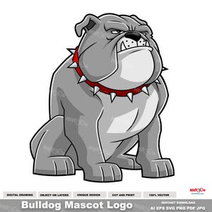 Bulldog Mascot Logo - Digital ClipArt Vector Graphic Illustrations - Ai, Eps, Svg, Pdf, Png, Jpg - Sublimation and Free Commercial Use