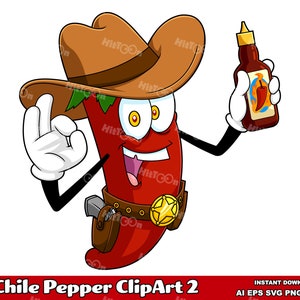 Chile Pepper Cartoon Character - Digital Clipart Vector Graphic Bundle - Ai, Eps, Svg, Pdf, Png, Jpg - Commercial Use