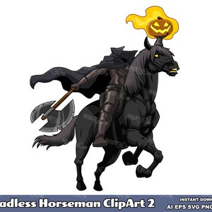 Headless Horseman Cartoon Clipart - Digital Clipart Vector Graphic Bundle - Ai, Eps, Svg, Pdf, Png, Jpg - Commercial Use