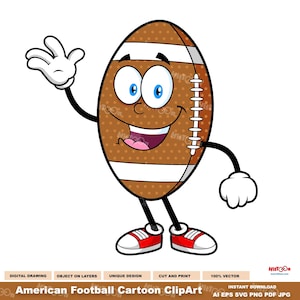 American Football Cartoon ClipArt - Digital Clipart Vector Graphic Illustrations - Ai, Eps, Svg, Pdf, Png, Jpg - Free Commercial Use