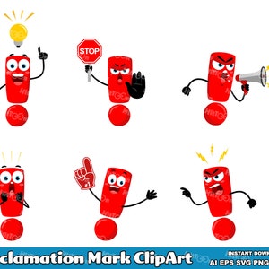 6 Ausrufezeichen Clipart - Flaches Design Vektorgrafik-Bundle - Ai, Eps, SVG, Pdf, Png, Jpg - Sublimation und kommerzielle Nutzung