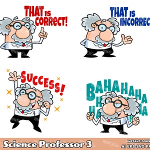 Science Professor Cartoon Character - Digital Clipart Vector Graphic Bundle - Ai, Eps, Svg, Png, Jpg - Commercial Use