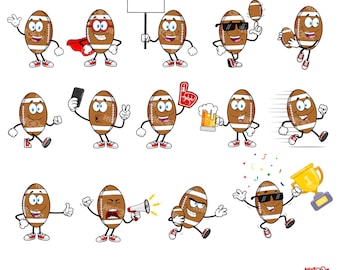 American Football Mascot Clipart – Funny Cartoon Sports Characters – Free Commercial Use