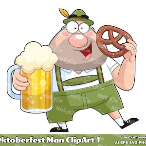 Oktoberfest Man Cartoon Character ClipArt 1. Hand Drawn Vector Graphic Illustrations. AI. EPS. SVG. Pdf. Png and Jpg. Commercial Use