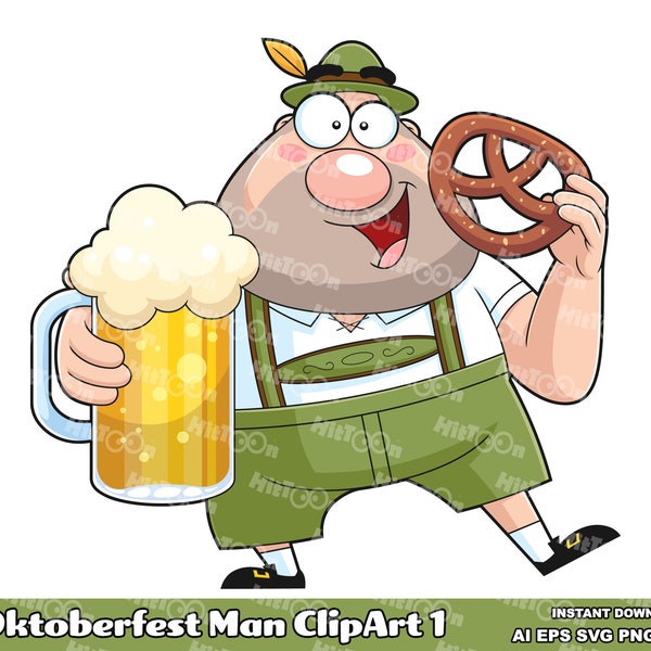 Oktoberfest Man Cartoon Character ClipArt 1. Hand Drawn Vector Graphic Illustrations. AI. EPS. SVG. Pdf. Png and Jpg. Commercial Use