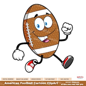 American Football Cartoon ClipArt - Digital Clipart Vector Graphic Illustrations - Ai, Eps, Svg, Pdf, Png, Jpg - Free Commercial Use