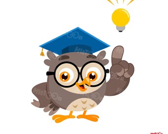 Eule Lehrer Clipart – Zeichentrickfigur Grafik (Ai, Eps, svg, Pdf, Png, Jpg)