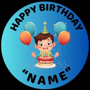 Pegatina de cumpleaños personalizada: Vinilo adhesivo con nombre personalizado