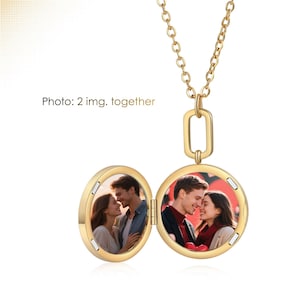 Custom Stainless Steel Photo Locket Necklace • Engraved Keepsake Pendant