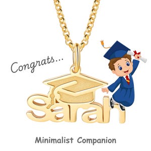 Collar con diploma de graduación personalizado, colgante con nombre y año de universidad 2025 • Regalo para ella • Joyería conmemorativa grabada para graduación