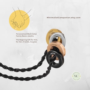 Collar unisex de cuentas con grabado de 2 a 4 nombres personalizado/Joyería multicolor personalizada con el nombre de la familia/Regalo de Acción de Gracias para él, ella, amigos y parejas