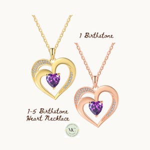 5-1 Gemstone Custom Jewelry Rose Gold Plated | Family Name Engraved Birthstone Necklace for Mom | Custom Made Charm Birthday Gift For Women