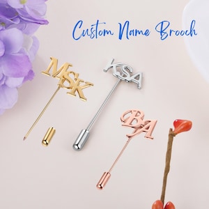 Custom Initial Lapel Pin | Personalized Name Brooch for Groom Groomsmen | Elegant Letter Wedding Accessory for Men Father Of The Bride Gifts