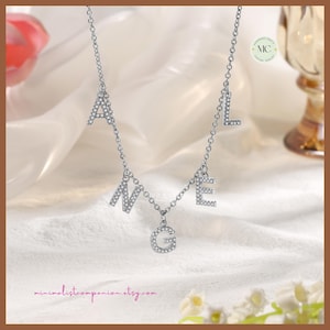 Personalized Name Necklace Women 1-7 Initial Letter Necklaces & Pendant | Sparking Alphabet Choker Necklace A-Z Letter Initial Family Gifts
