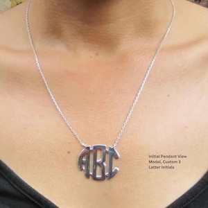 Custom Monogram Letter Necklace | 3 Initials Personalized Monogram Pendant, 925 Sterling Silver Cut Out Handmade Charm Jewelry for Mens-Boys