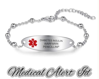 Personalized Medical Alert Bracelet | Engraved Stainless Steel ID Jewelry