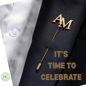 Personalized Initial Lapel Pin | Custom Name Letter Brooch for Men | Wedding Suit Pin, Groom Suit Pin, Groomsmen Gift