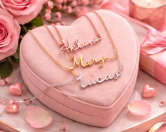 Spersonalizowany naszyjnik z imieniem, spersonalizowana złota biżuteria z imieniem, prezent ze srebra próby 925