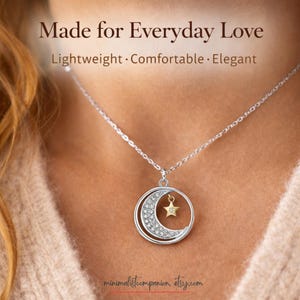 Copper Moon Star Pendant Necklace • Celestial Mom Gift