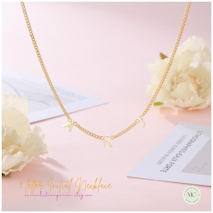 Personalized Initial Necklace 3 Letter| Minimalist Chic Monogram Custom Letter Pendant | Tiny Letter Initial Charm Thanksgiving Jewelry Gift