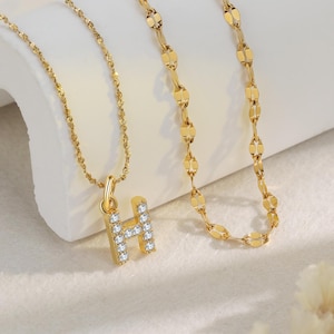 Personalized Initial Letter Necklace Gold | Custom Letter Initials Charm Jewelry Gift for Her, Mom, Sister, Grandma on Birthday, Anniversary