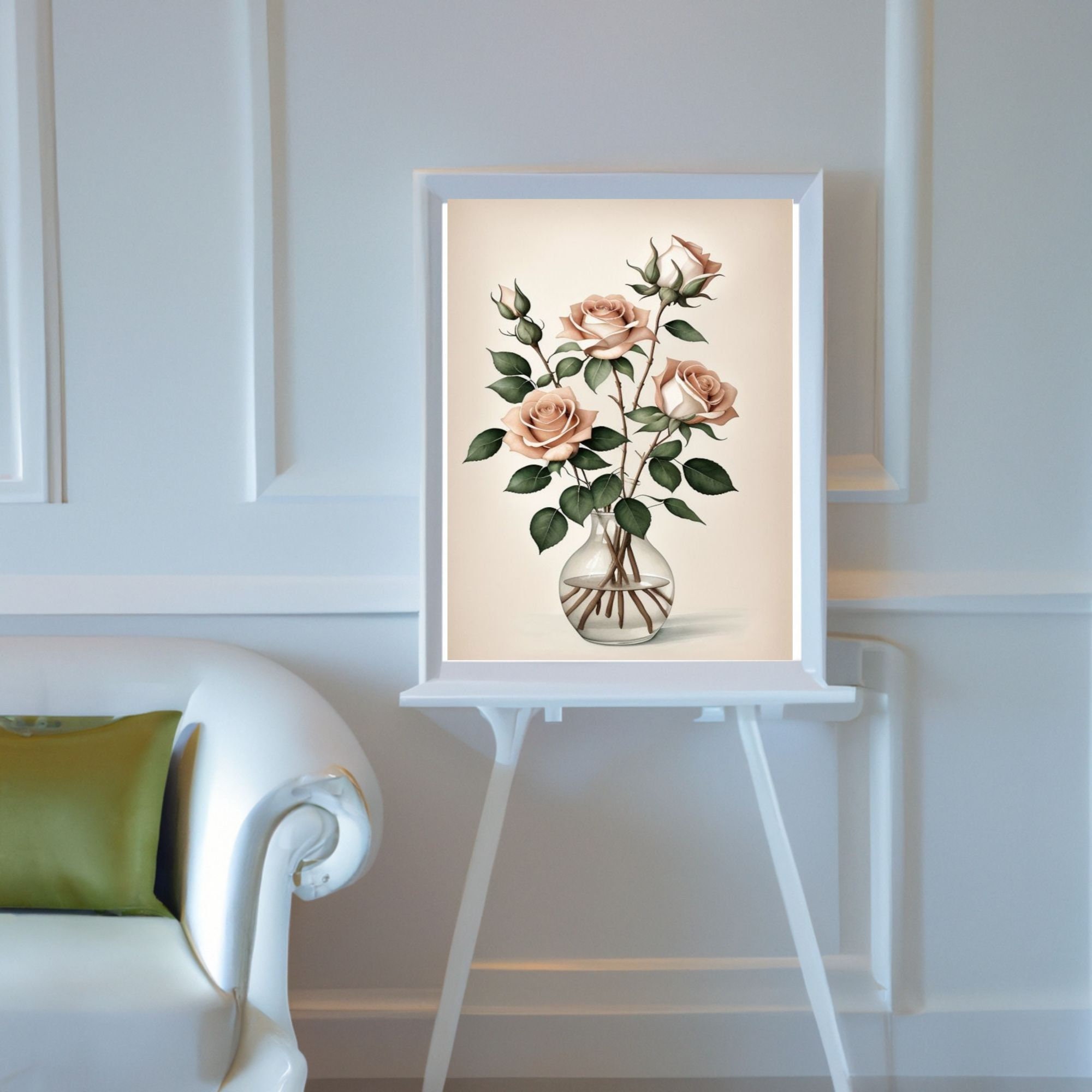 PRINTABLE Neutral Still Life Roses Painting Vintage Botanical Print ...