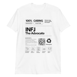 Showcase Your Insightful Nature with Our INFJ Unisex Product Label T-Shirt!