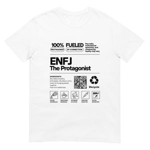 Inspire and Lead with Our ENFJ Unisex Product Label T-Shirt!