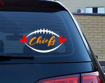 Chiefs Football and Hearts Decal