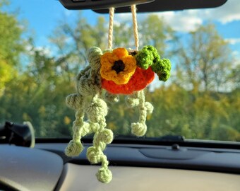 Mini Fall Hanging Planter, Crochet Pattern, Crochet Fall Pattern, Car hanger, Crochet Hanging Plant, Pattern Only, Digital PDF. Pumpkin