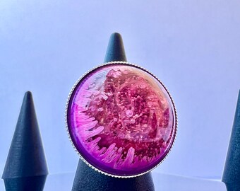 Ring with alcohol inks, ring with semicircle alcohol inks, large ring with alcohol inks, round ring with alcohol inks.