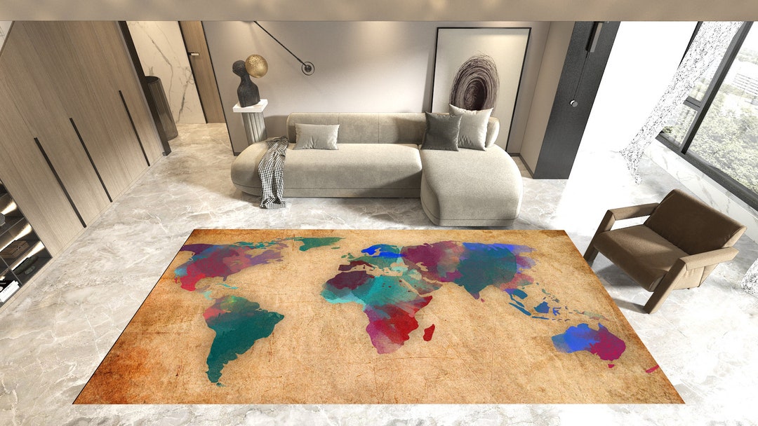 World Map Rug, Map Rug,history Rug, Gift for Her, Custom Rug, Living