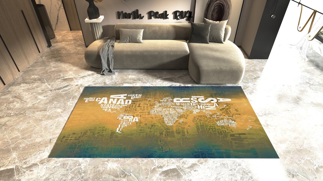 World Map Rug, Map Rug,history Rug, Gift for Her, Custom Rug, Living