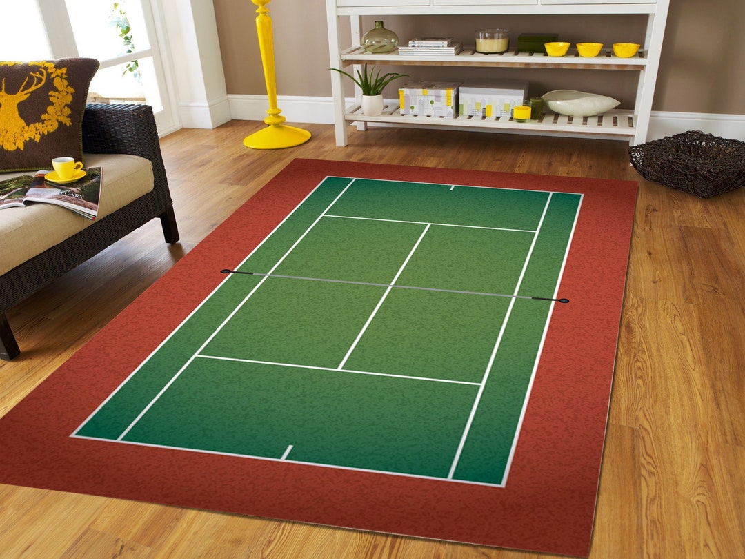 Tennis Court Area Rug, Tennis Rug, Grand Slam Tennis Rug, Racket Rug, Sports Rug, Novelty Rug