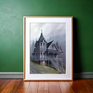 Victorian House Watercolor Print: Gothic Haunted Mansion Wall Art (Digital Download)