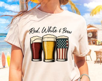 PNG de cerveza roja, blanca y brebaje: Diseño de cerveza para el 4 de julio (descarga digital)